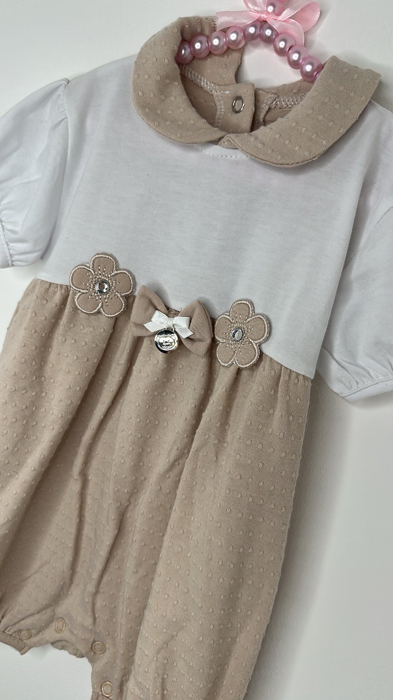 Beige Flower Romper