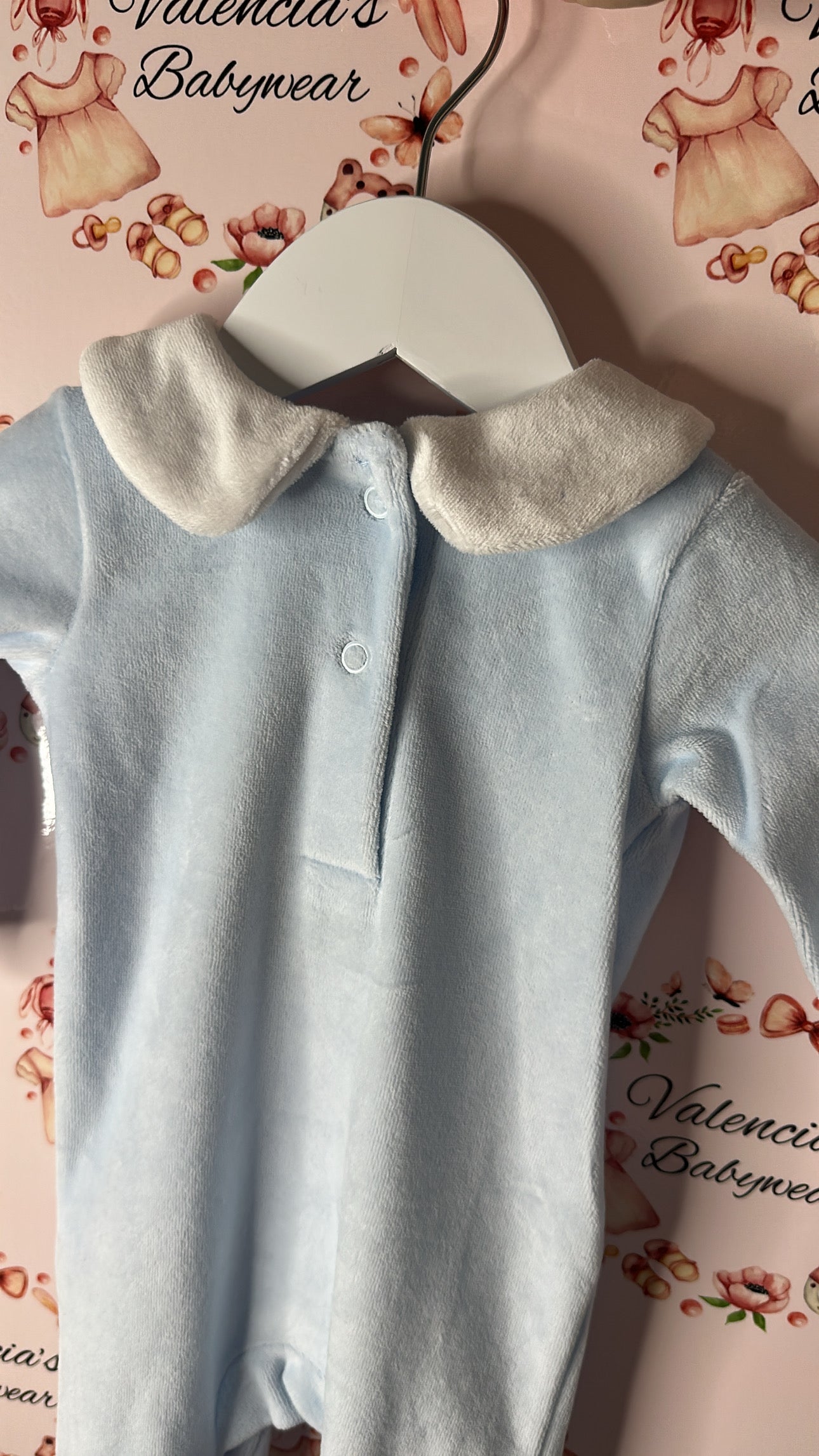 Bibbed Crown Velour Sleepsuit