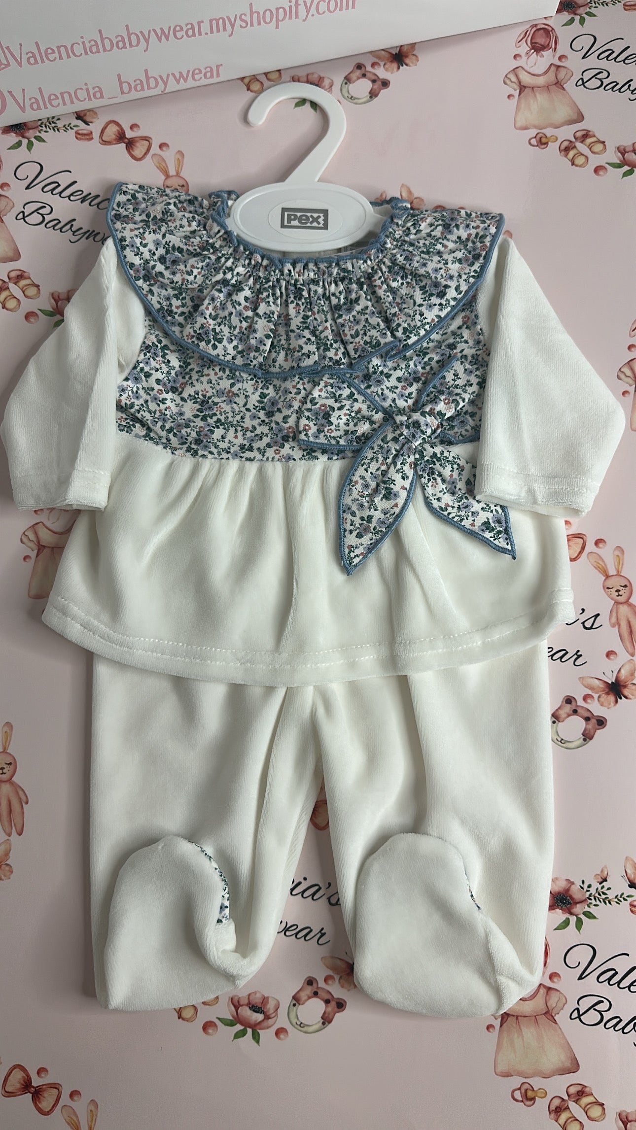 Floral Velour Babygrow