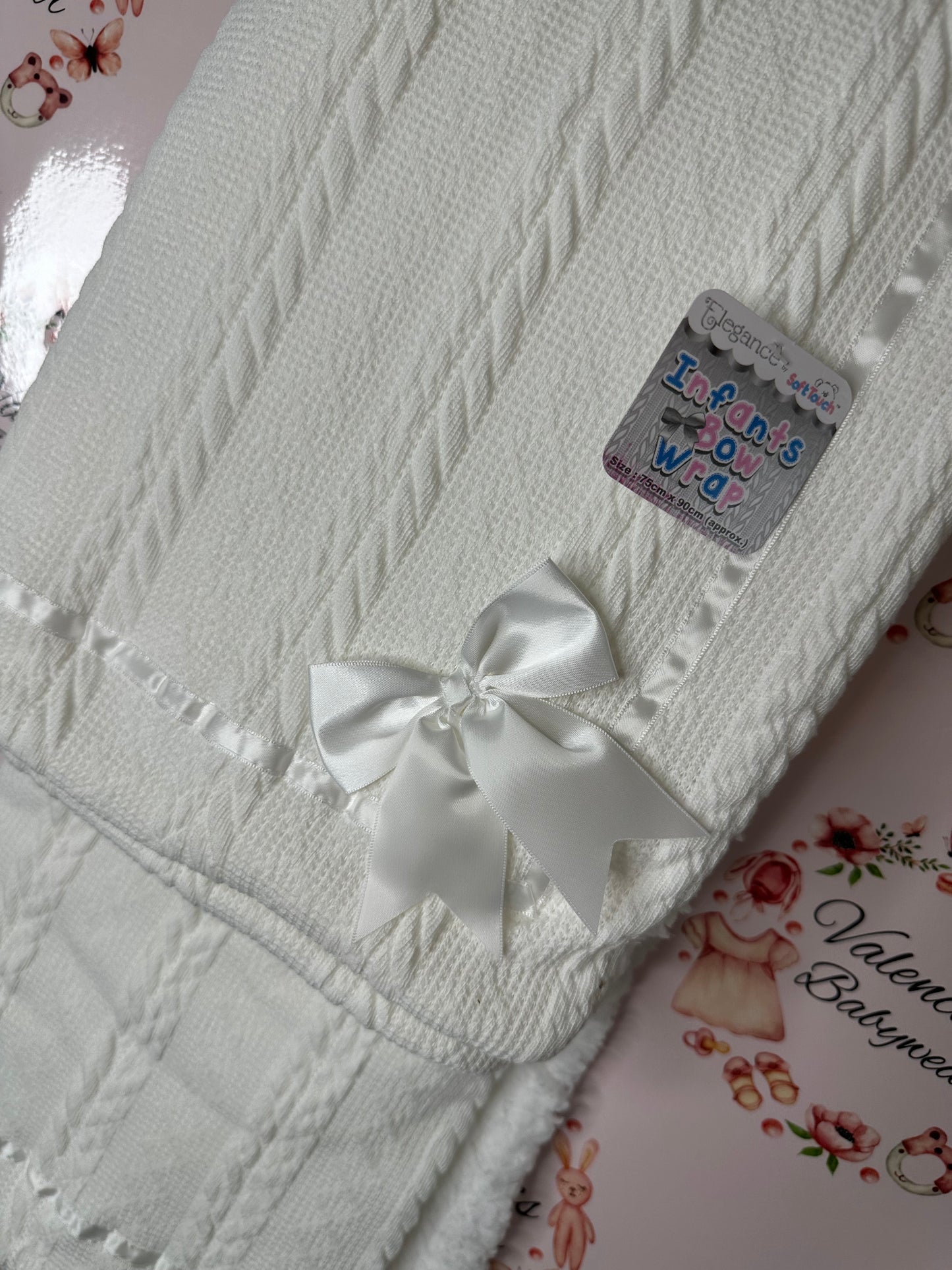 White Bow Fur Blanket