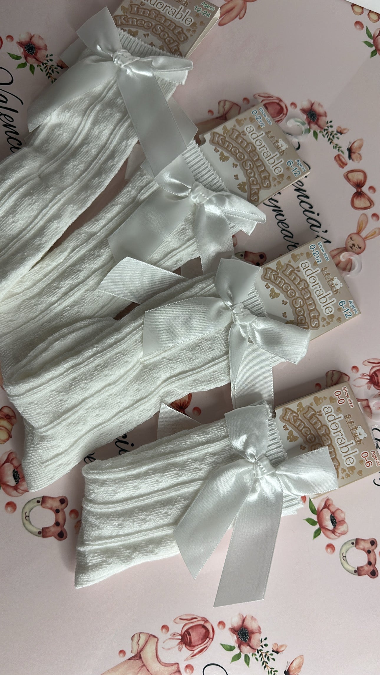 White Bow Knee Socks