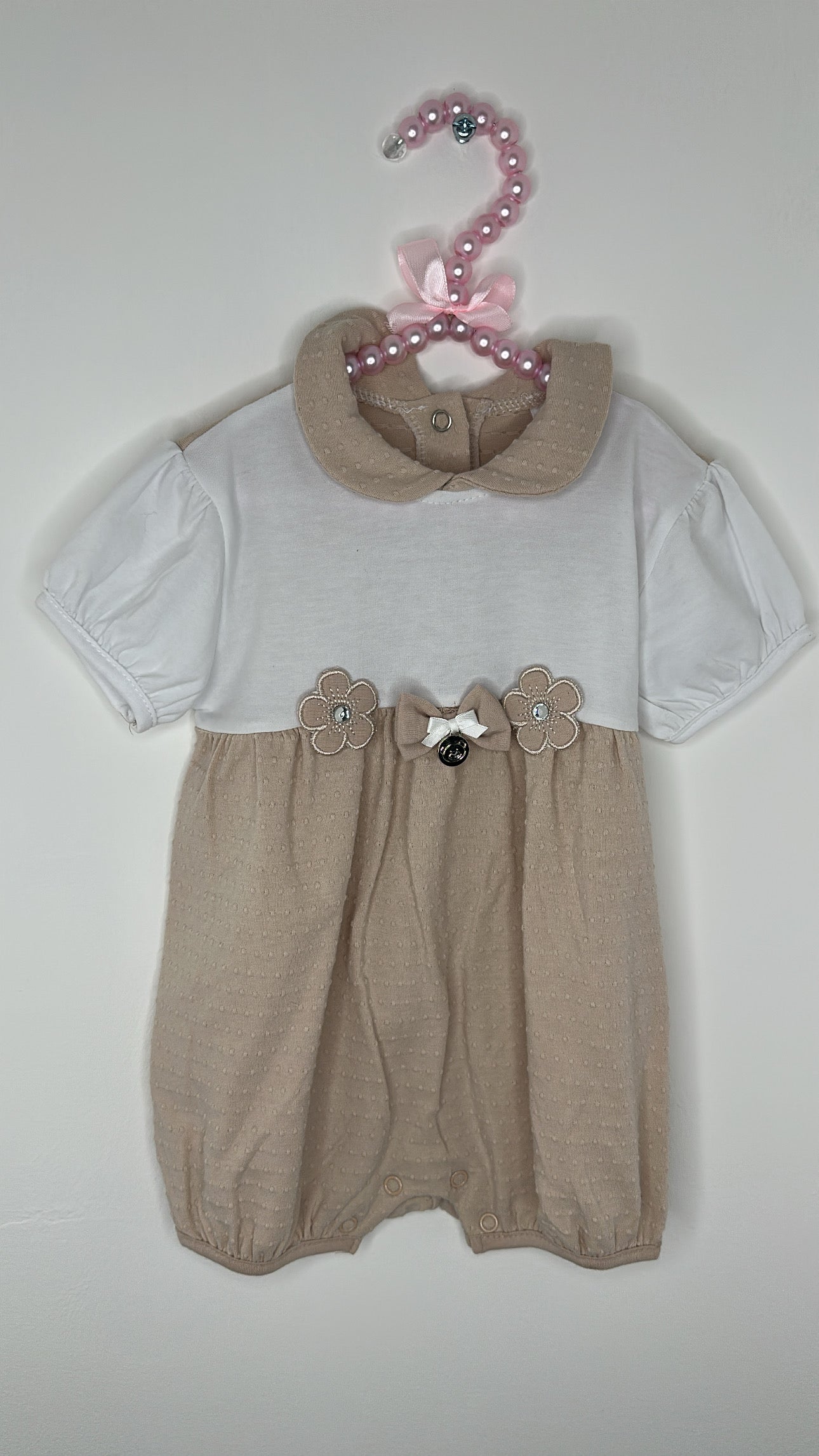 Beige Flower Romper