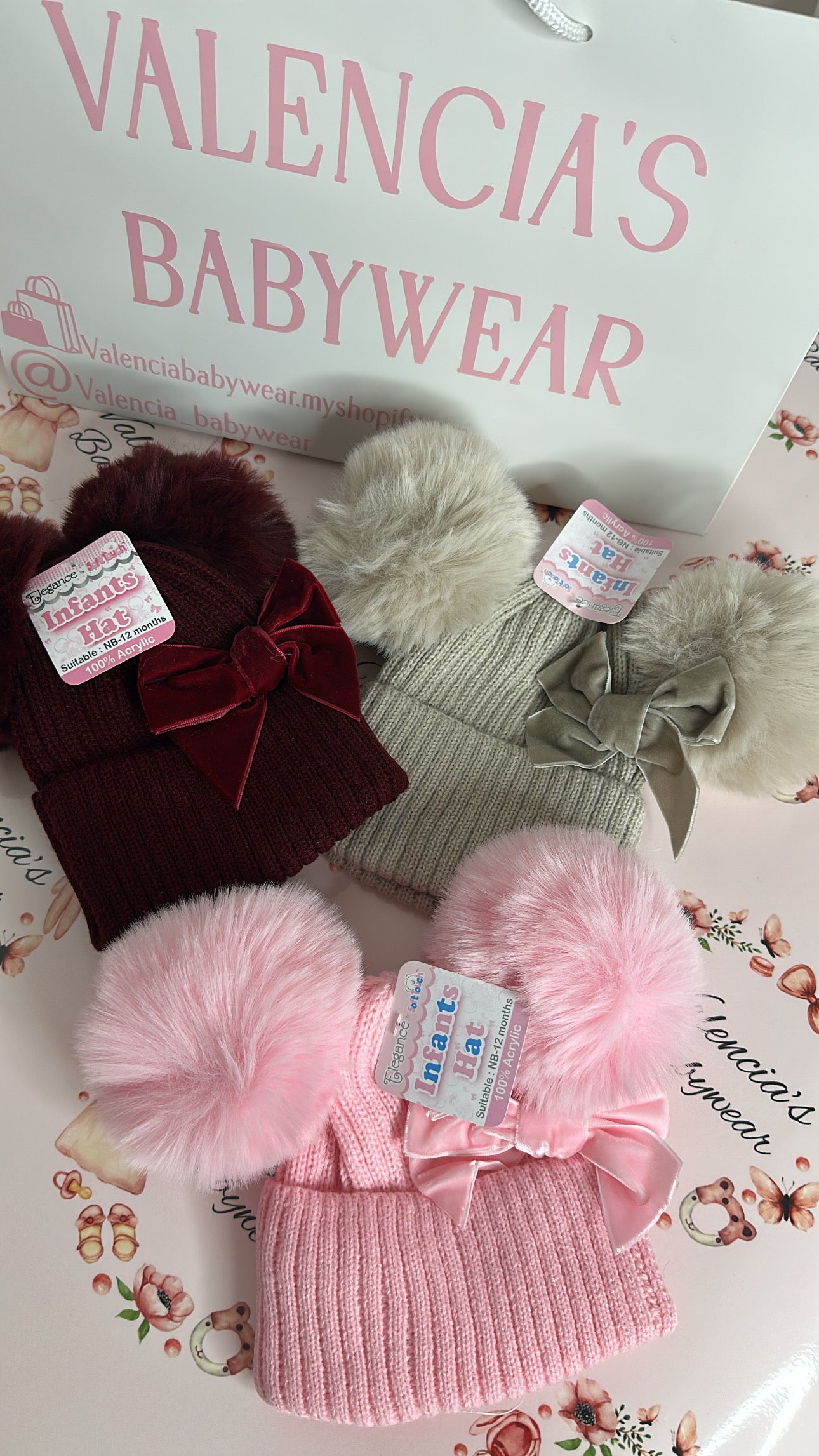 Burgundy Pom Pom Hat