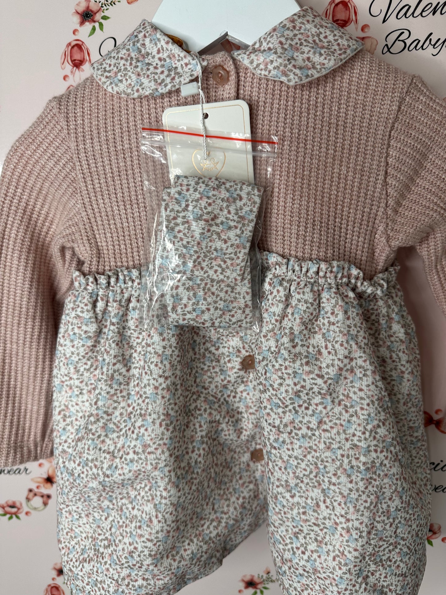 Stelle & Pupi Pink flower Dress with Headband