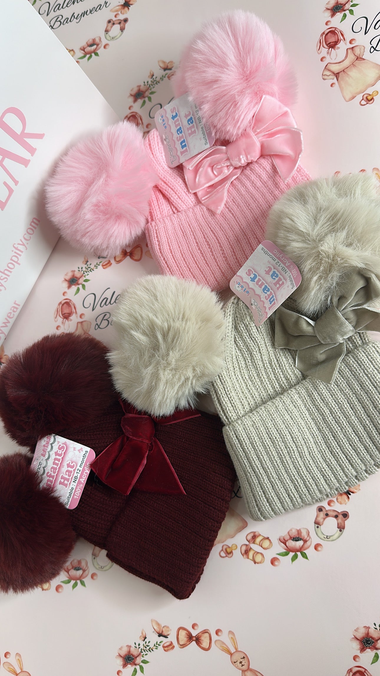 Beige Pom Pom Hat