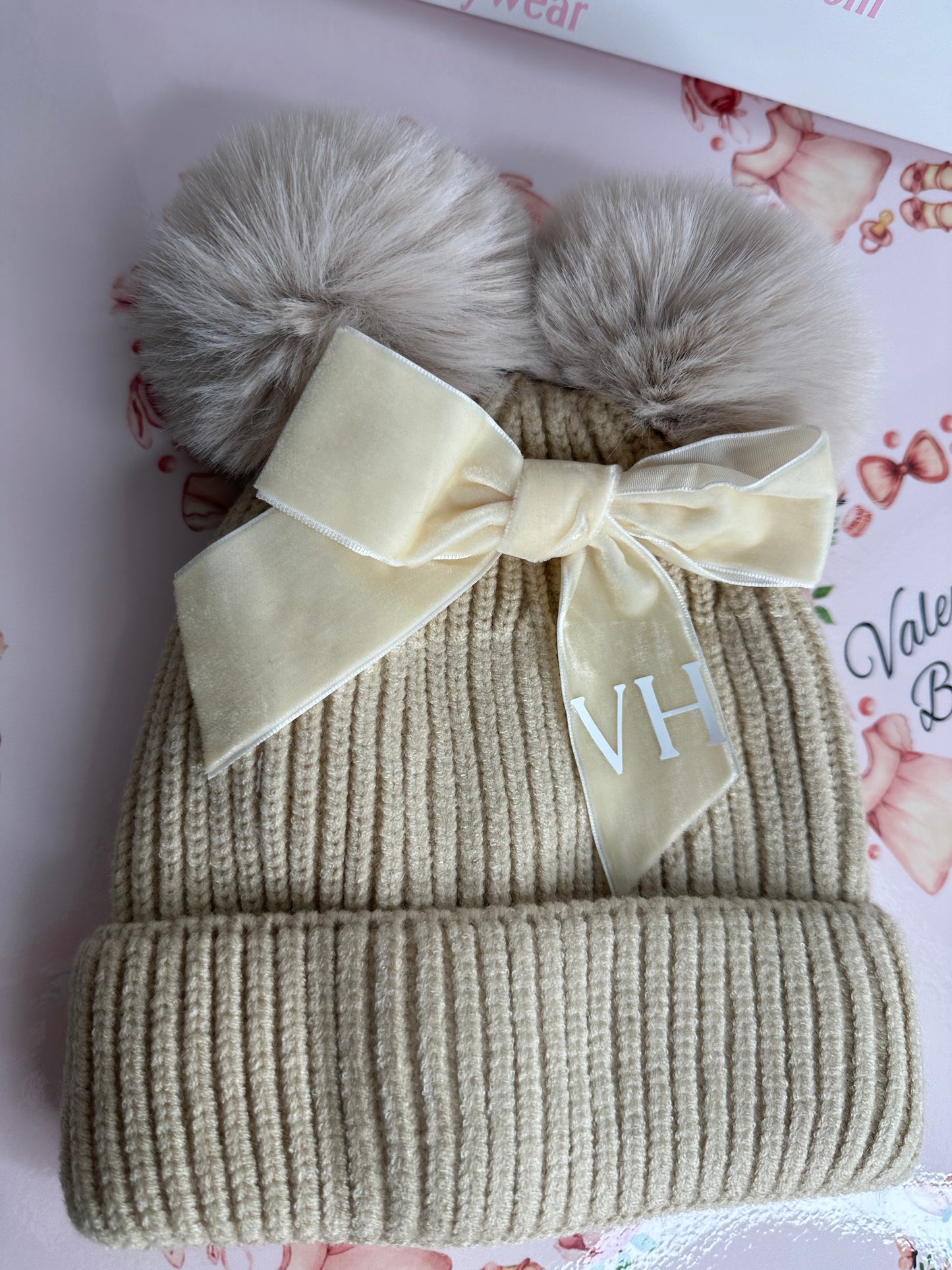 Pom Pom Hats with Initials
