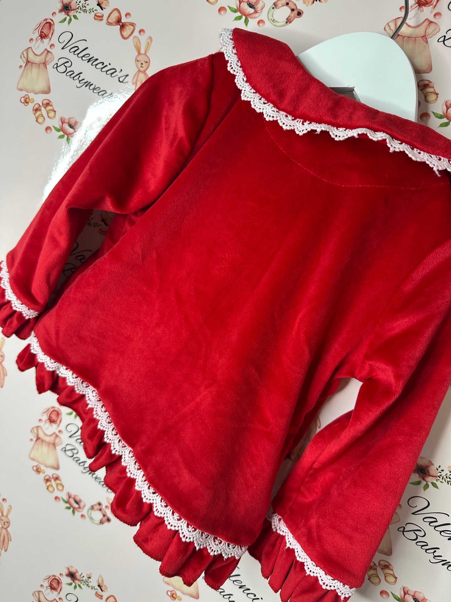 Christmas Red Velour Pyjamas