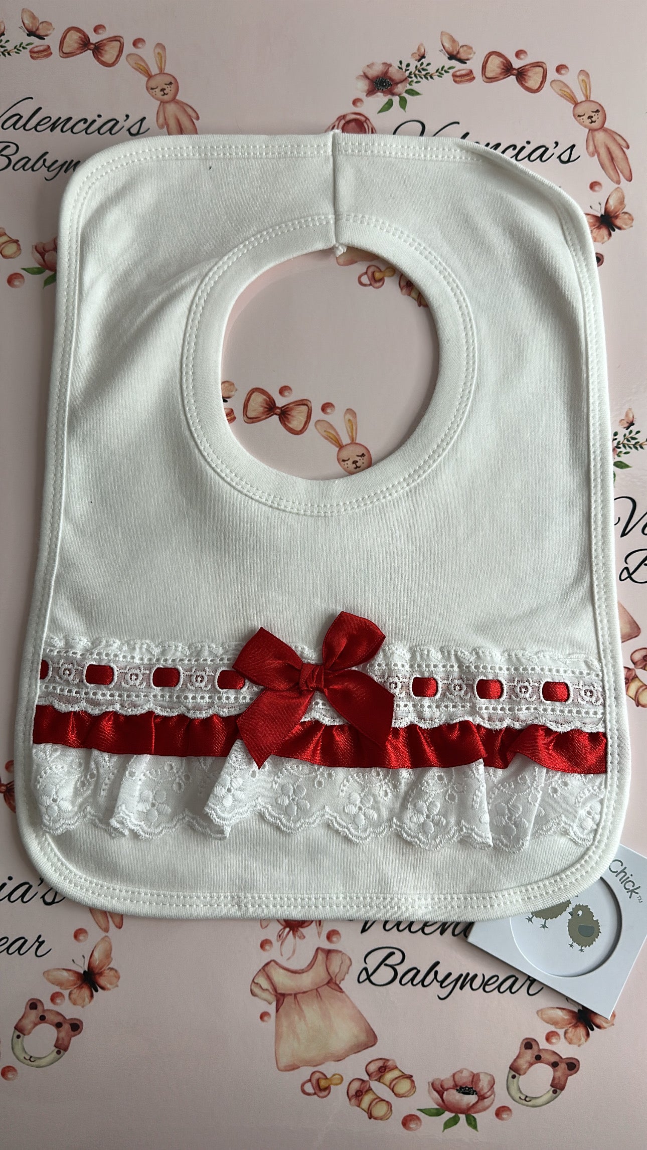 Red Bow Lace BIB