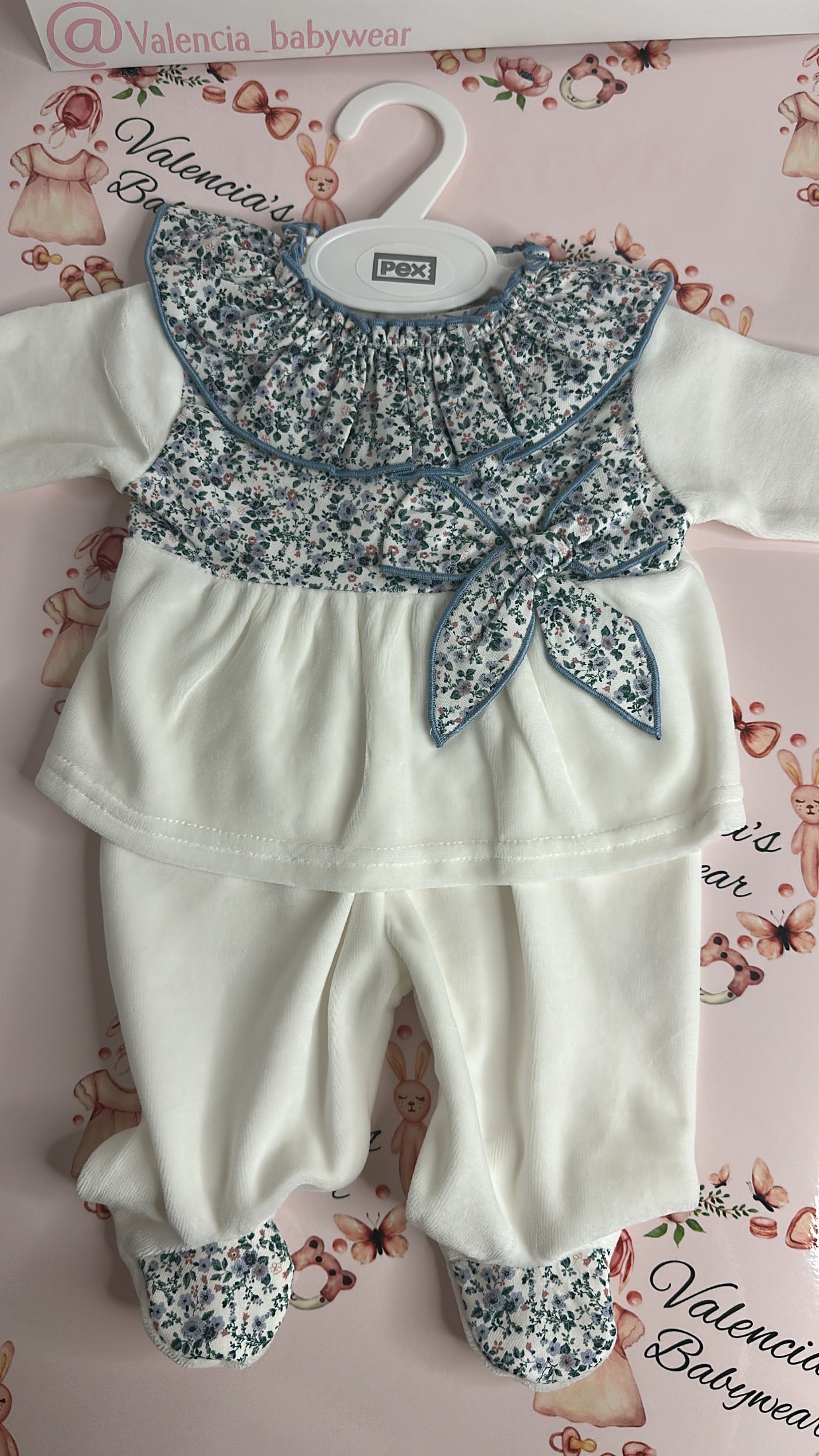Floral Velour Babygrow