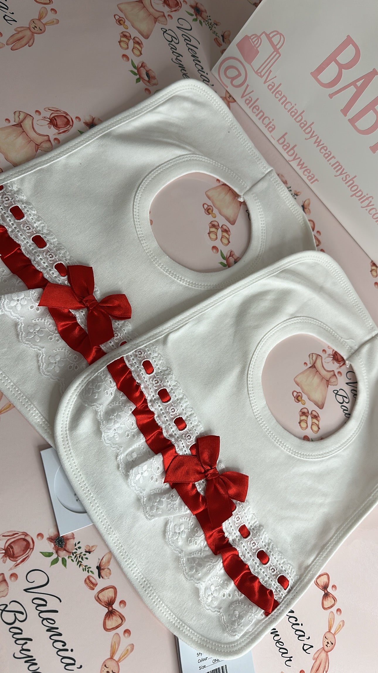Red Bow Lace BIB