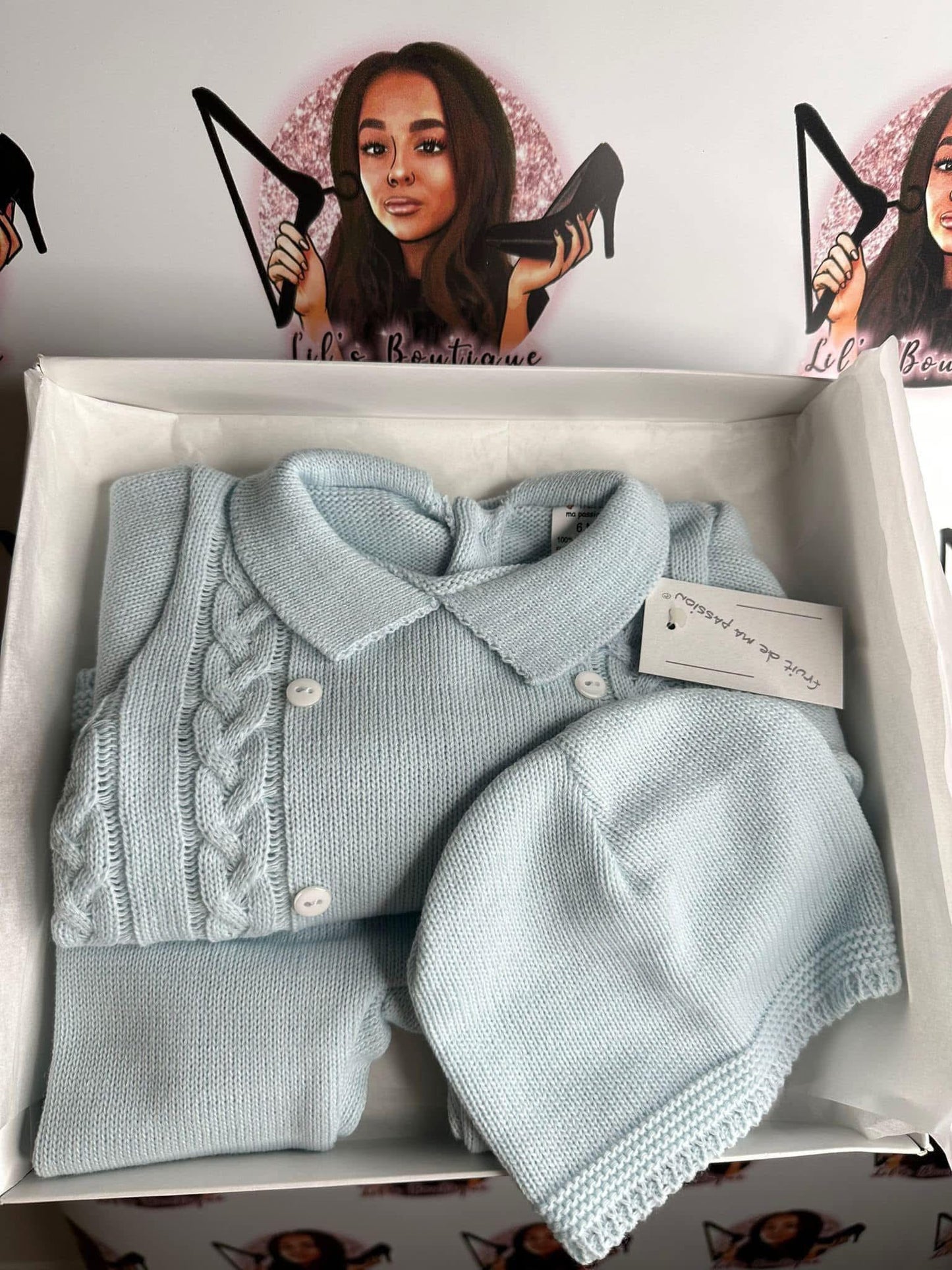 BABY BLUE KNITTED 3PC SET