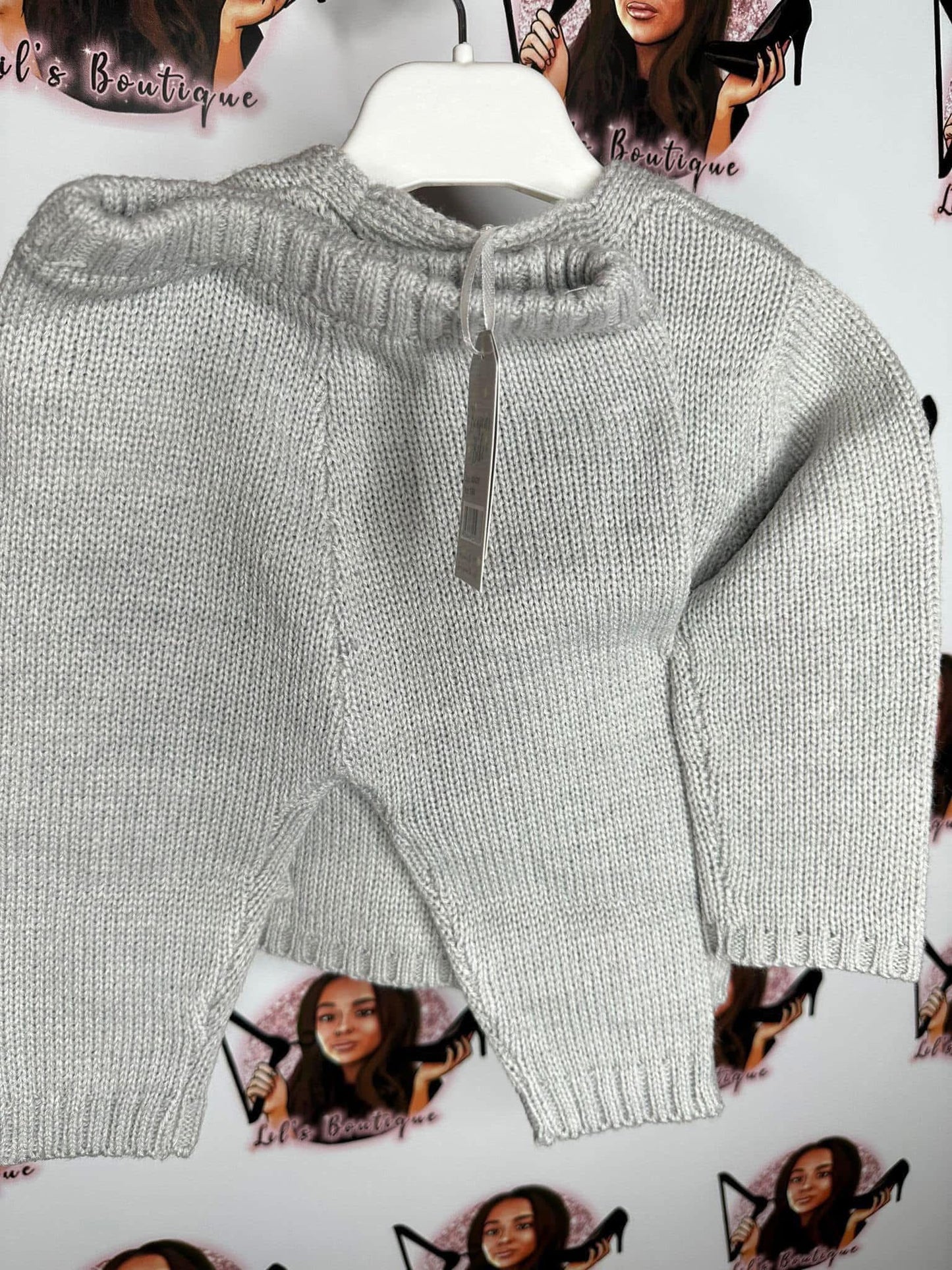 Boys Grey teddy bear button 3PC