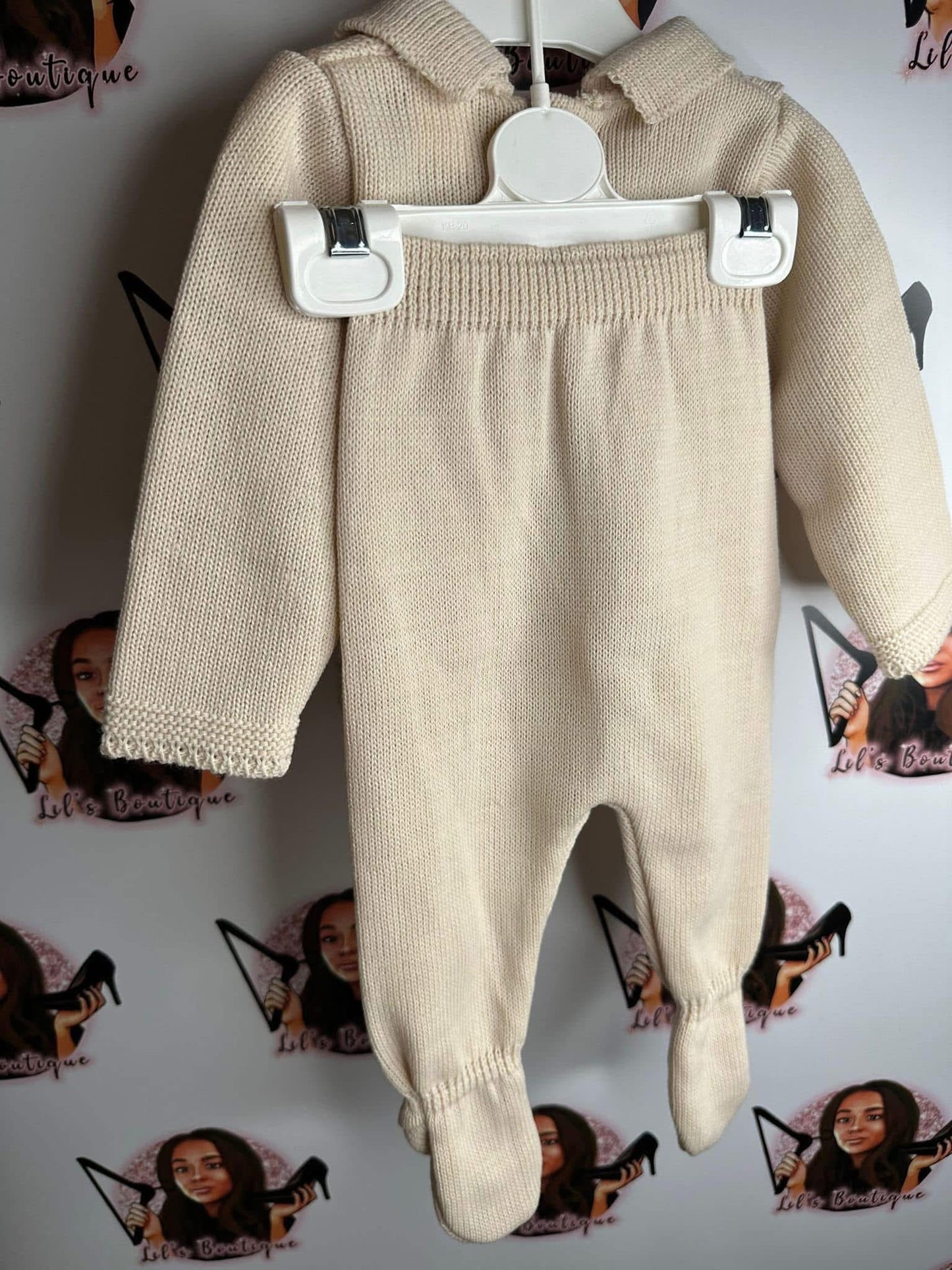 Boys Beige Knitted 3PC Set