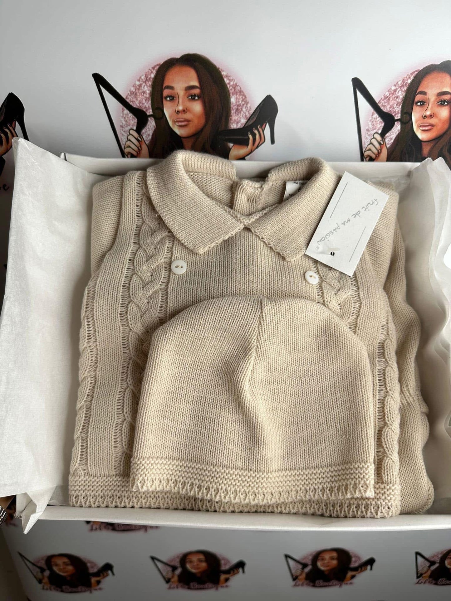 Boys Beige Knitted 3PC Set