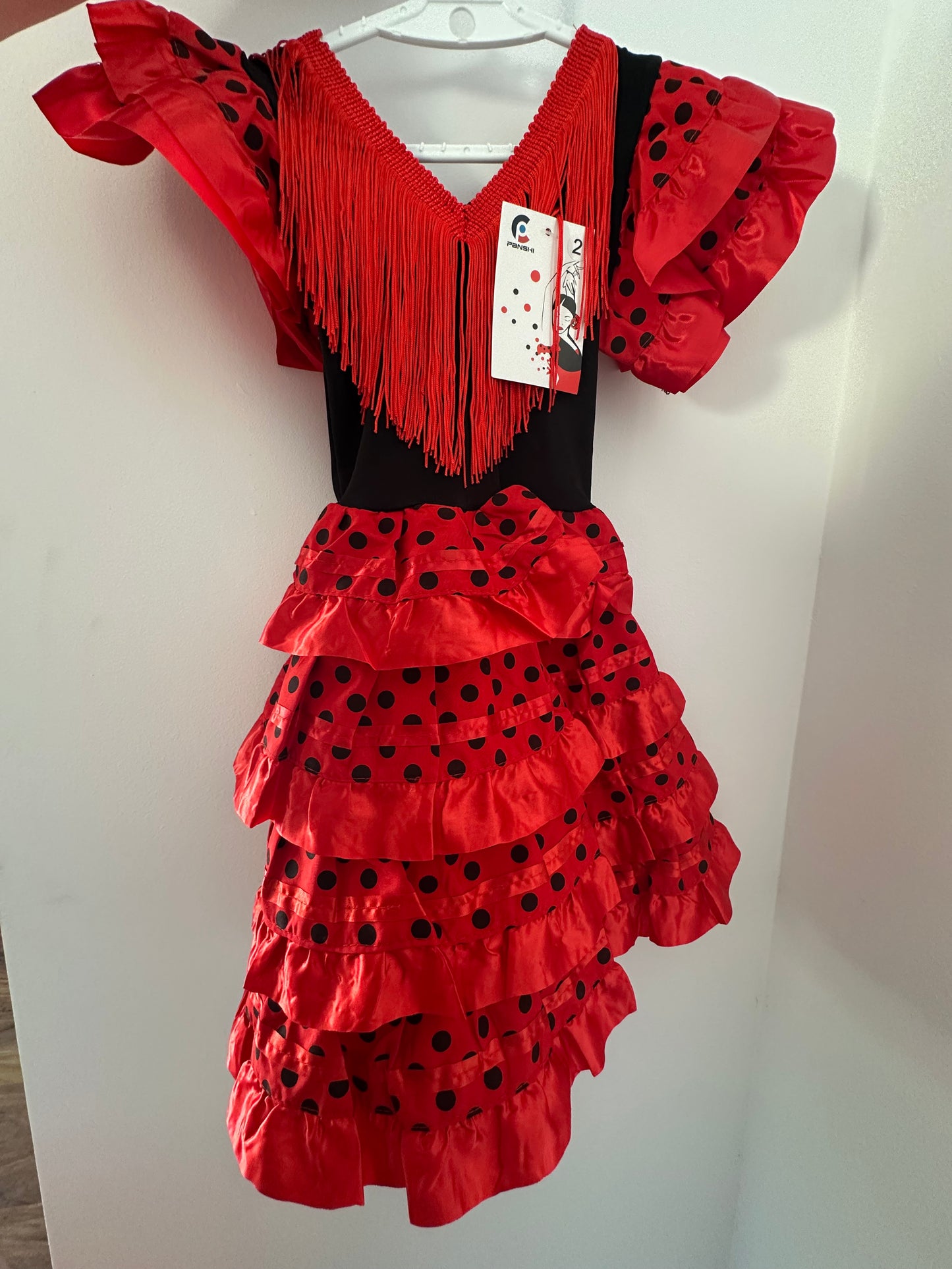 Girls Flamenco Dress (Black & Red)