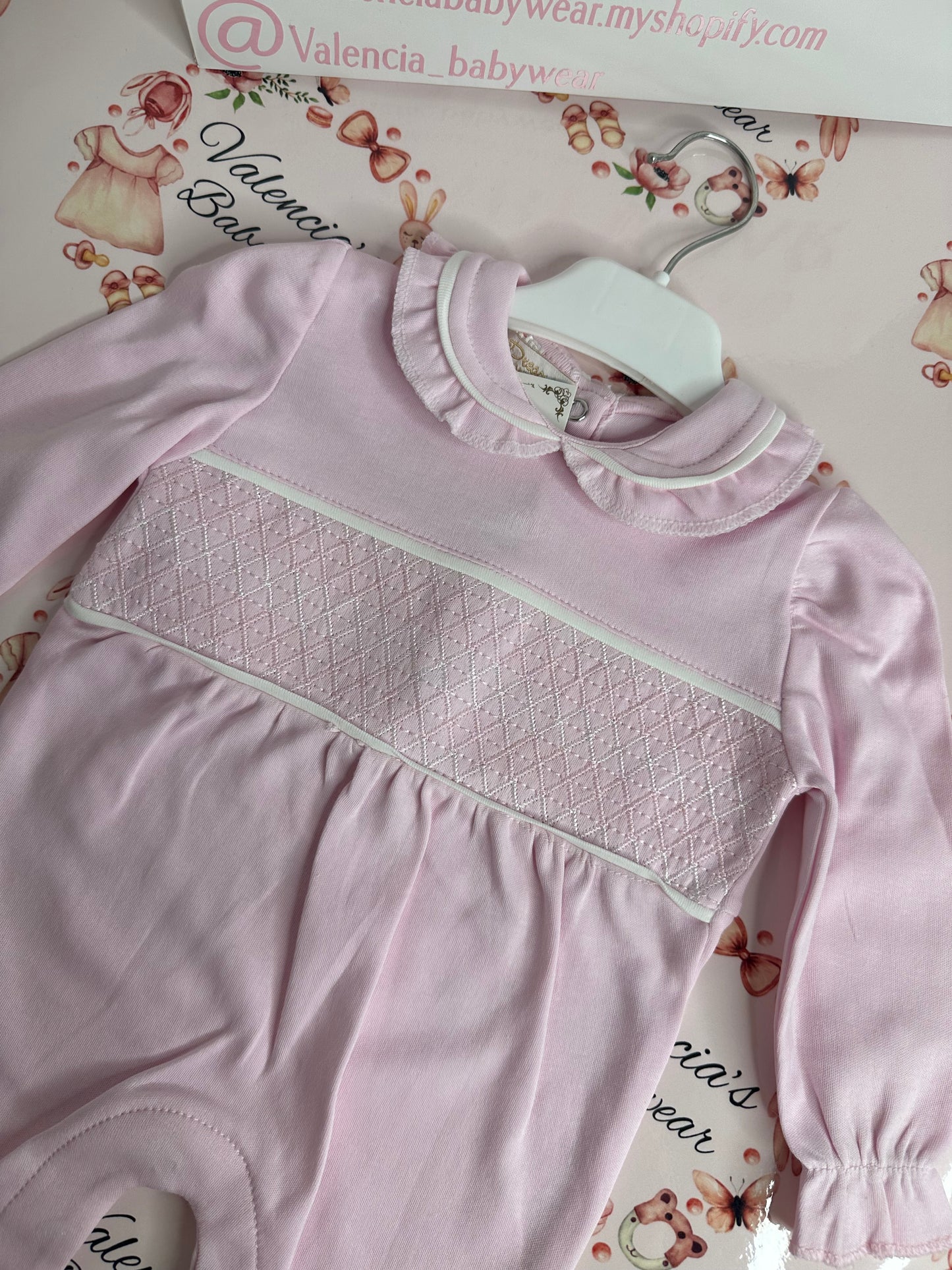 Baby Pink Smocked Babygrow