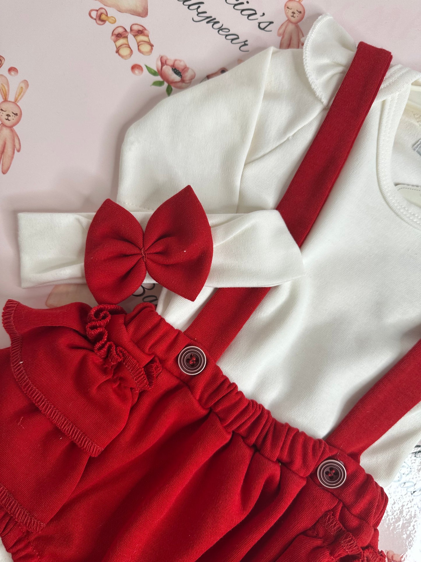 Red Double Bow Set with Headband