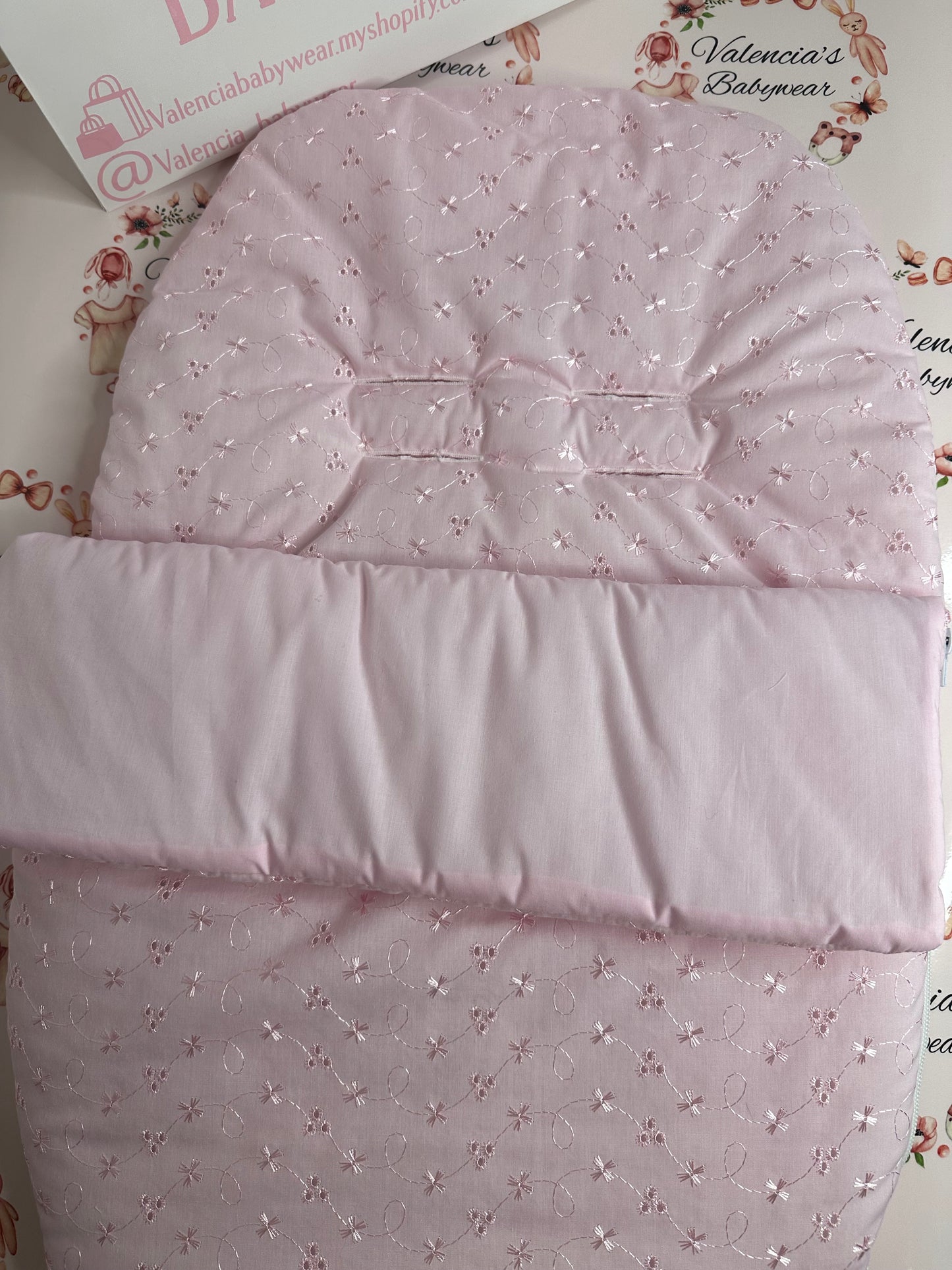 Baby Pink Laced Car Seat Footmuff