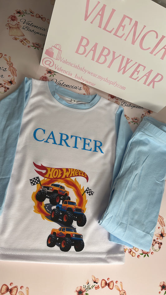 Baby Blue & White personalised Pyjamas