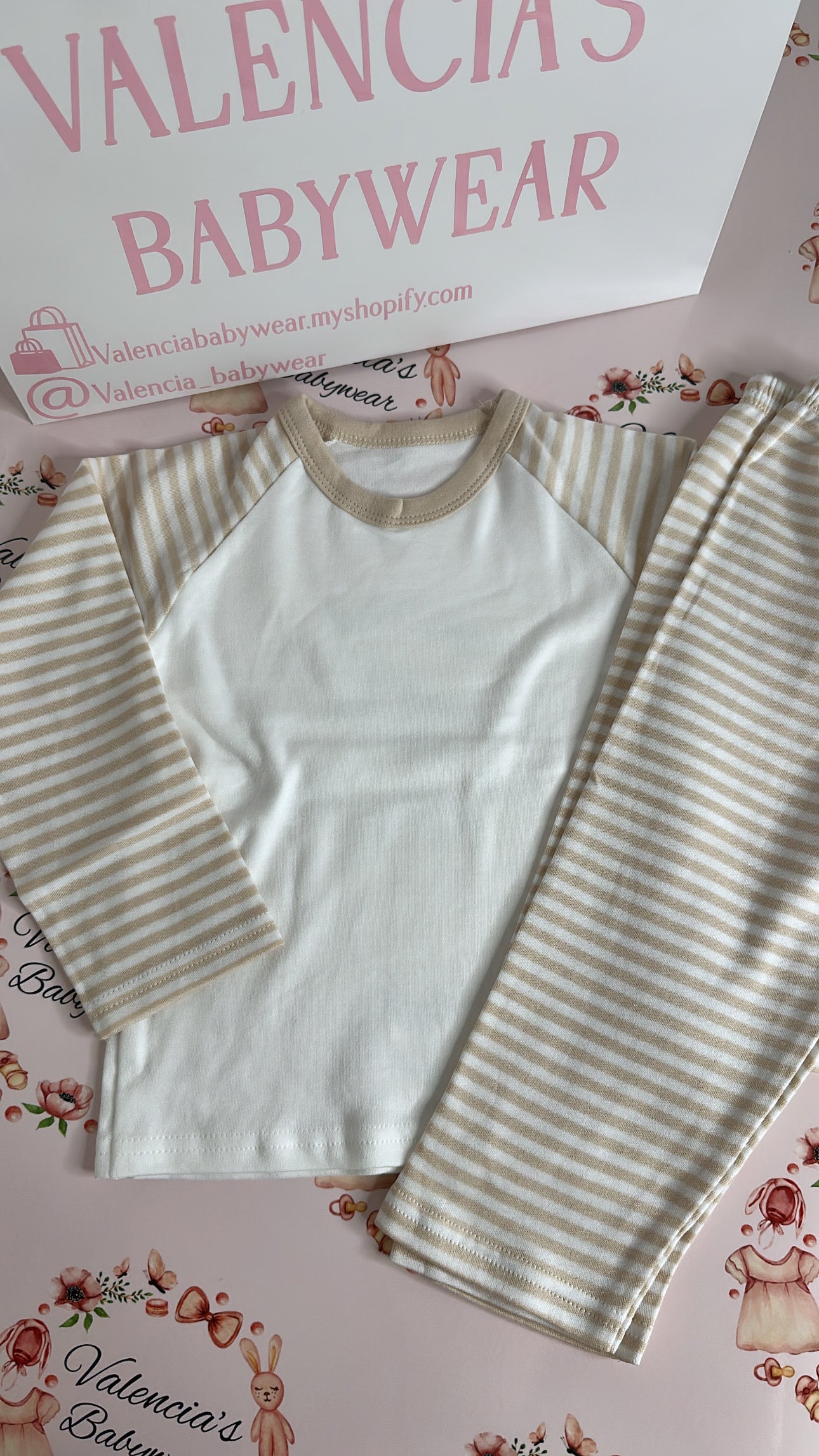 Natural Beige Stripe Pyjamas