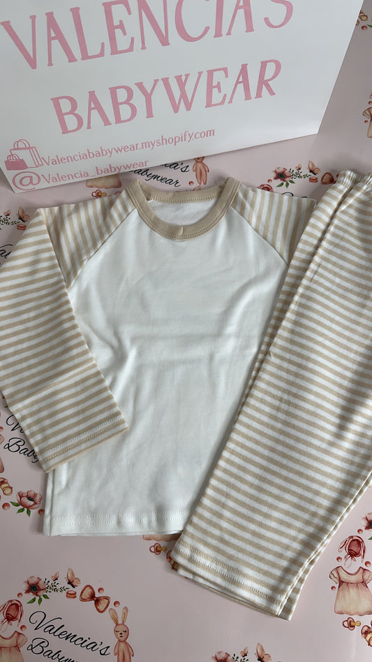 Natural Beige Stripe Pyjamas