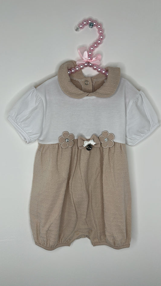 Beige Flower Romper