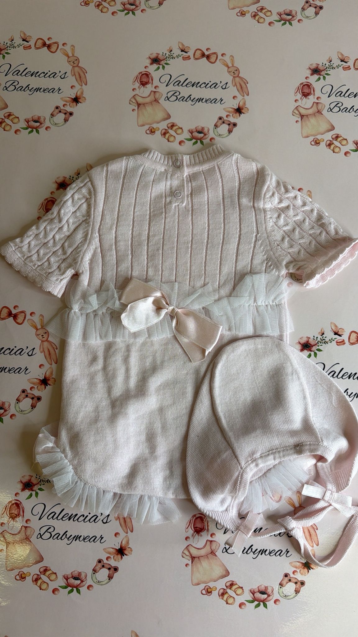 Pink Knitted Dress with Hat
