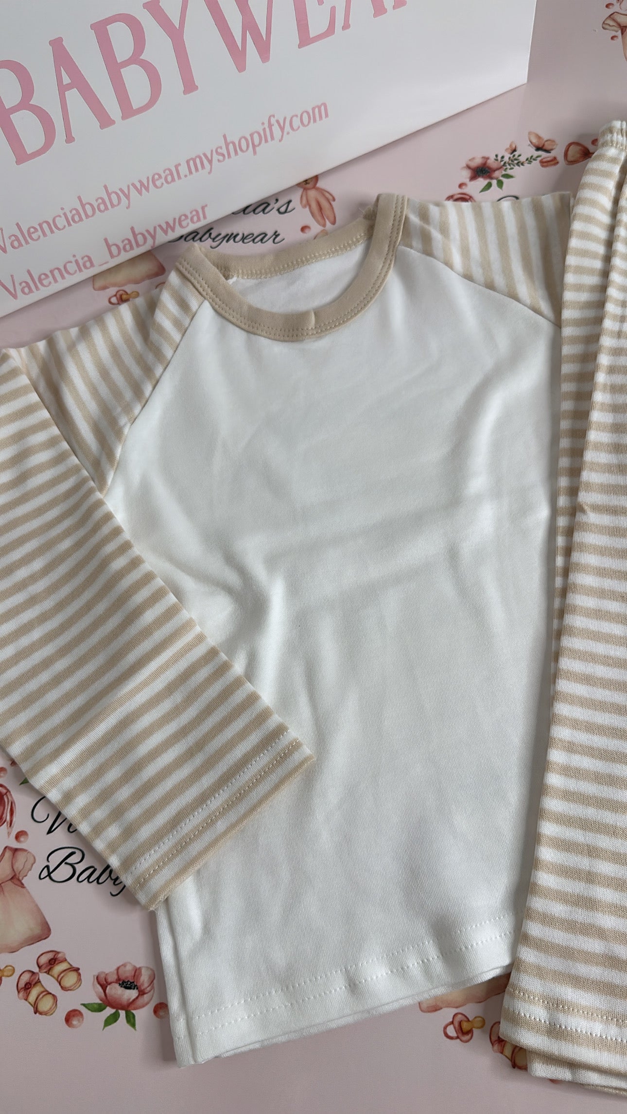 Natural Beige Stripe Pyjamas