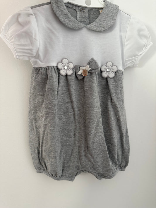 Grey Flower Romper
