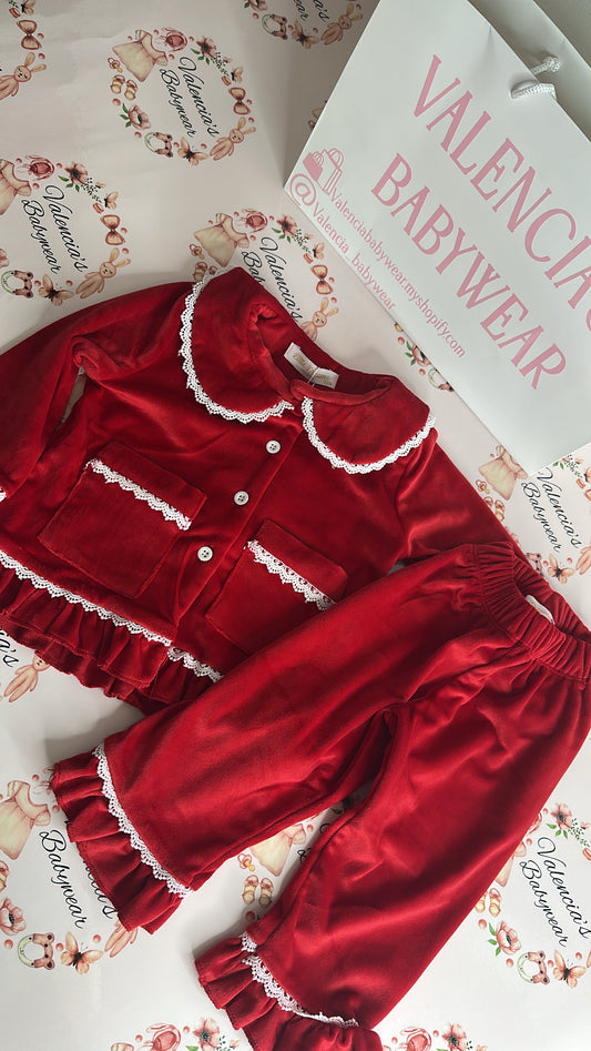 Christmas Red Velour Pyjamas