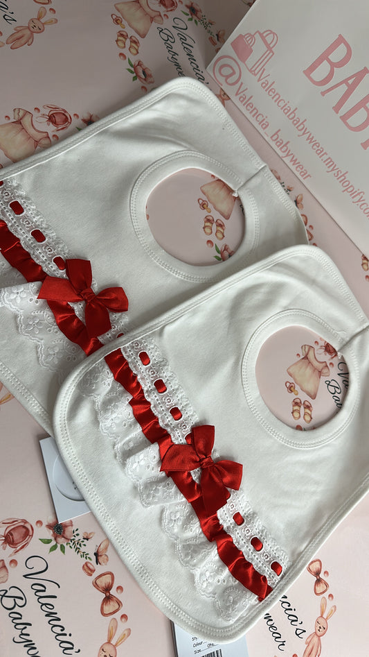 Red Bow Lace BIB