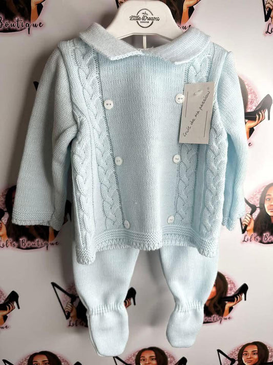 BABY BLUE KNITTED 3PC SET