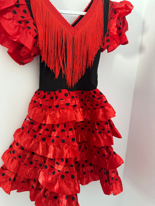 Girls Flamenco Dress (Black & Red)