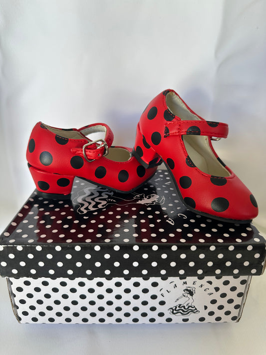 Girls Flamenco Shoes (Red & Black)