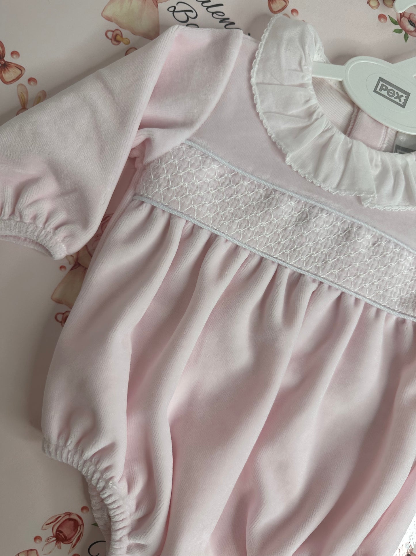 Smocked Velour Romper