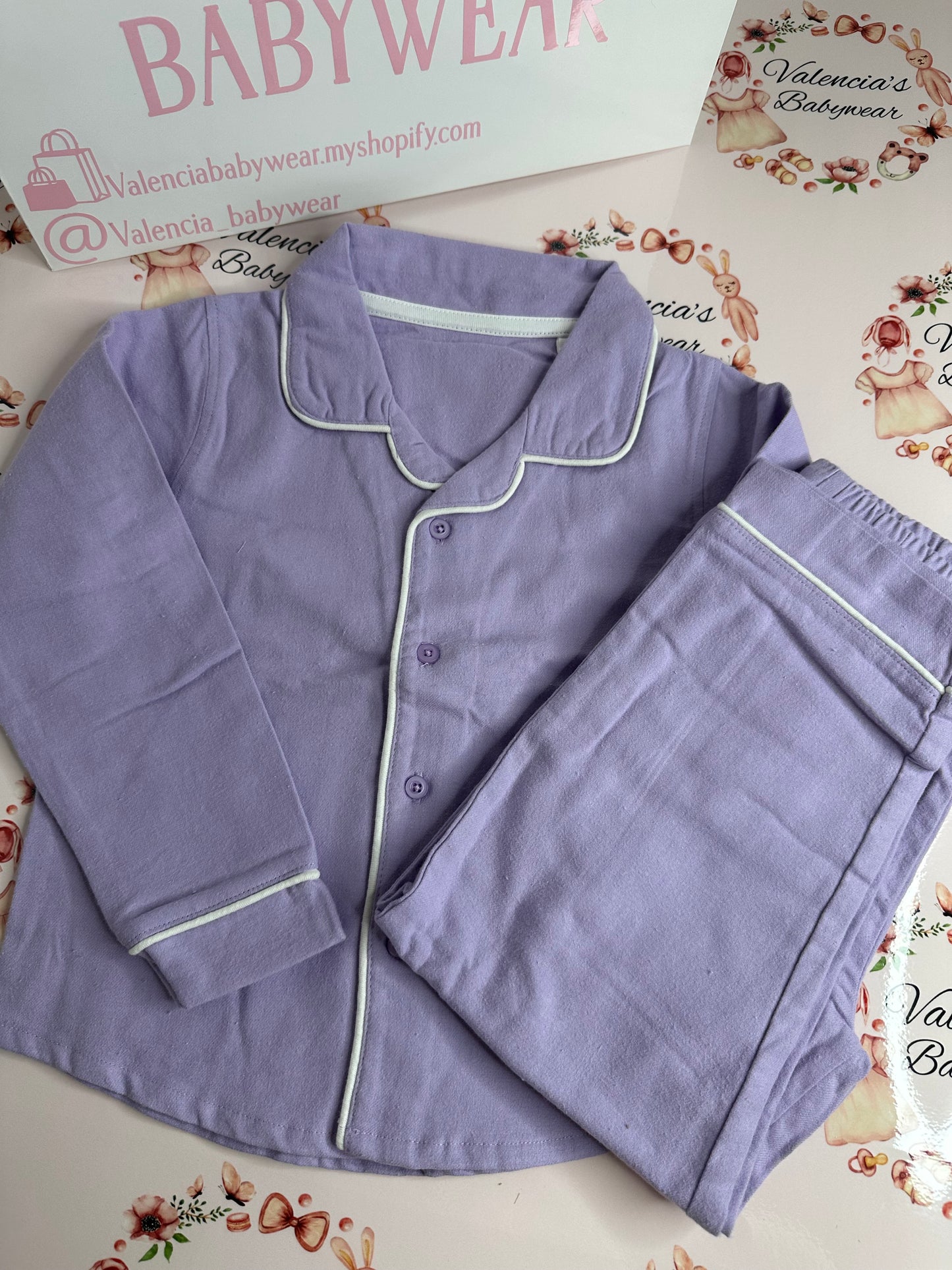 Brushed Cotton Lilac Pyjamas